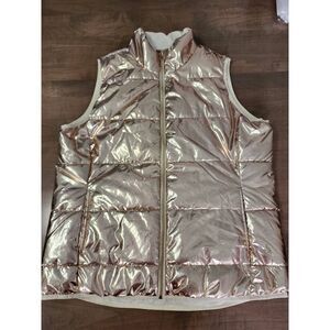 Womans Xersion Puffer Vest Rose Gold Full‎ Zip Xlarge